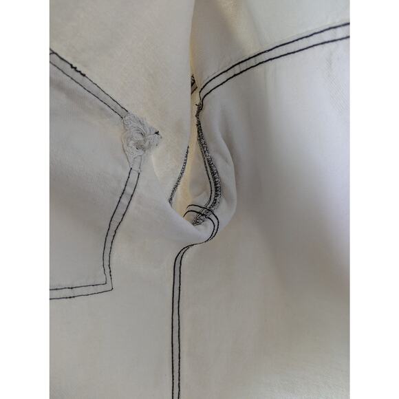 Zara Denim Neutral Contrast Boxy Crop Raw Hem Jacket Women Size M Grunge Trucker - Picture 11 of 12